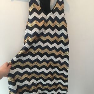 Francesca’s | black & gold sequined chevron dress